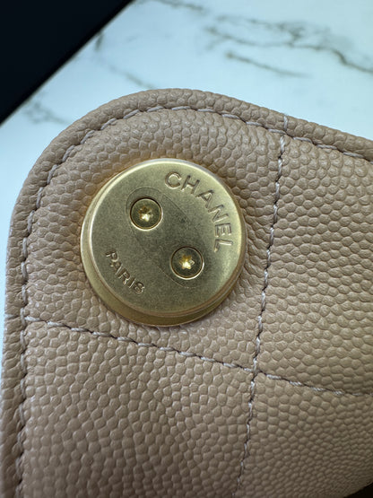 CHANEL Mini 25Bag 奶茶杏荔枝皮 Caviar Calfskin