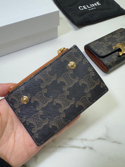 CELINE 兩件套三摺錢包 可拆式拉鍊零錢包