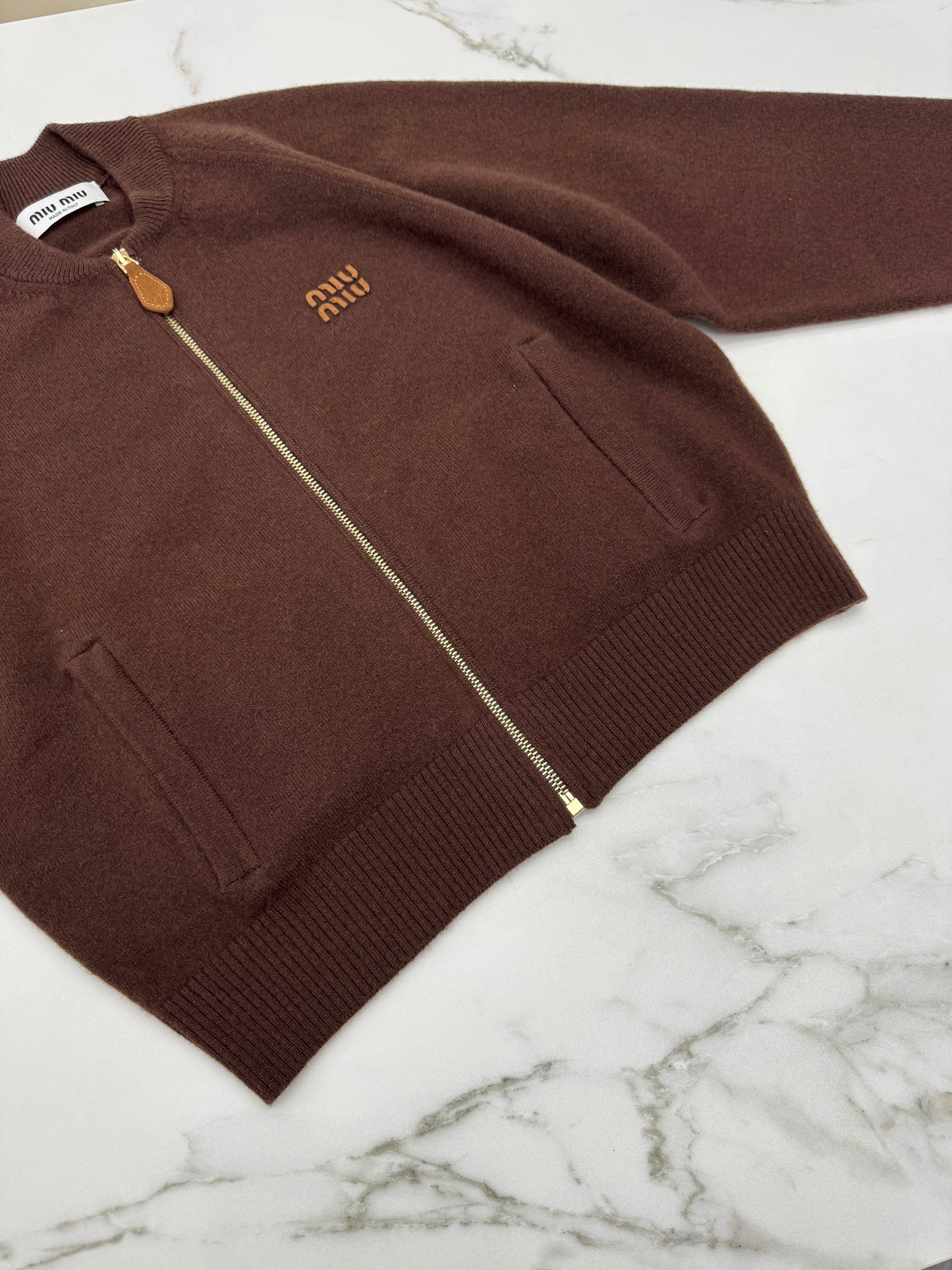 MIU MIU 深棕色針織短外套