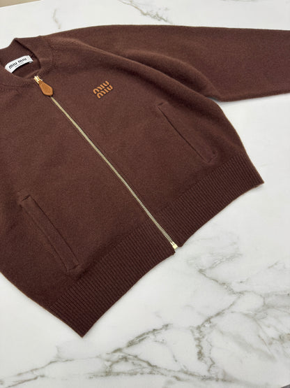 MIU MIU 深棕色針織短外套
