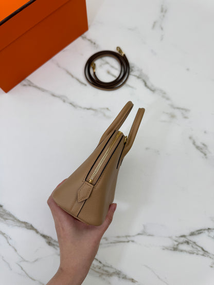 HERMES Mini Bolide 奶茶色金扣 Evercolor Chai GHW