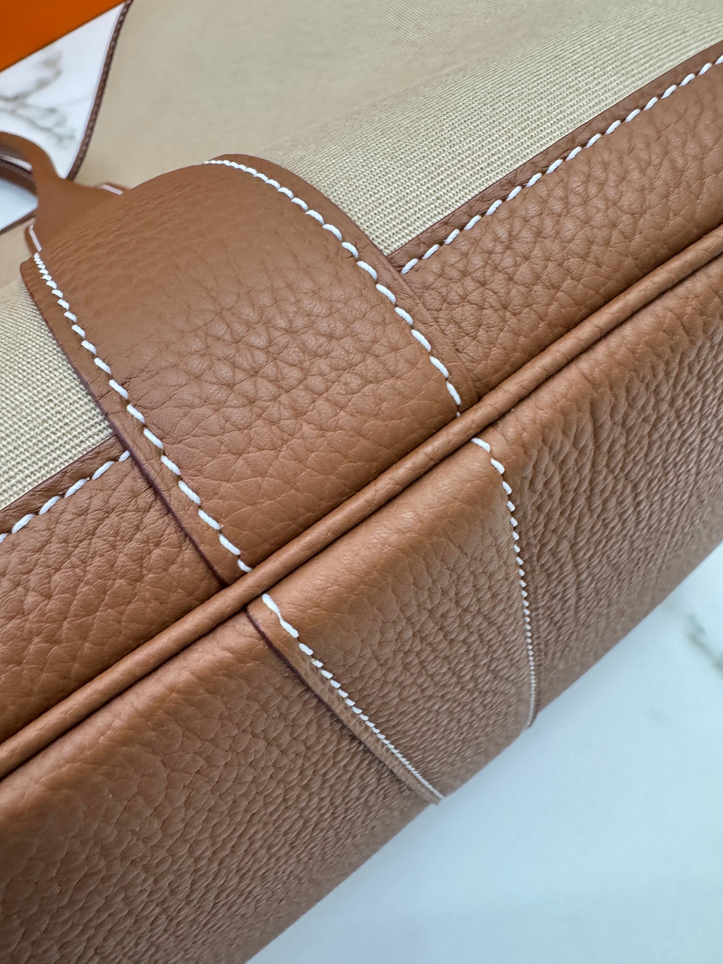 HERMES Garden Party 36 金棕拼風衣灰帆布 Negonda/ Canvas