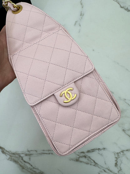 CHANEL 25Bag 粉紅色荔枝牛皮 Small
