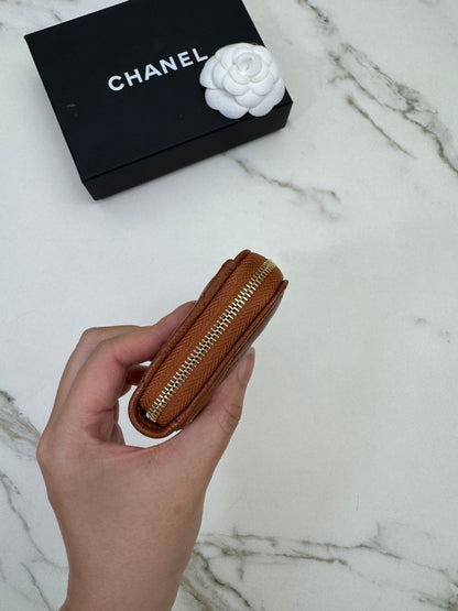 CHANEL L型拉鏈小錢包 焦糖棕