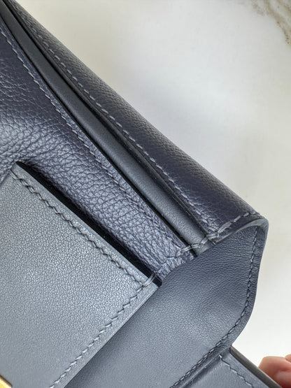 HERMES Mini 2424 午夜藍金扣 Evercolor 2Z Bleu Nuit GHW