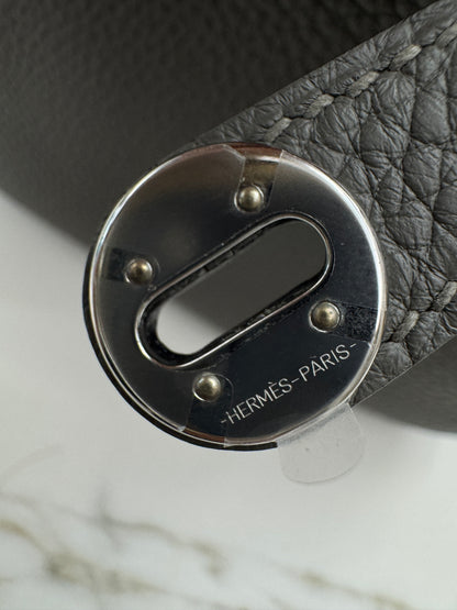 HERMES Mini Lindy 積雨雲灰銀扣 0L Gris Meyer PHW