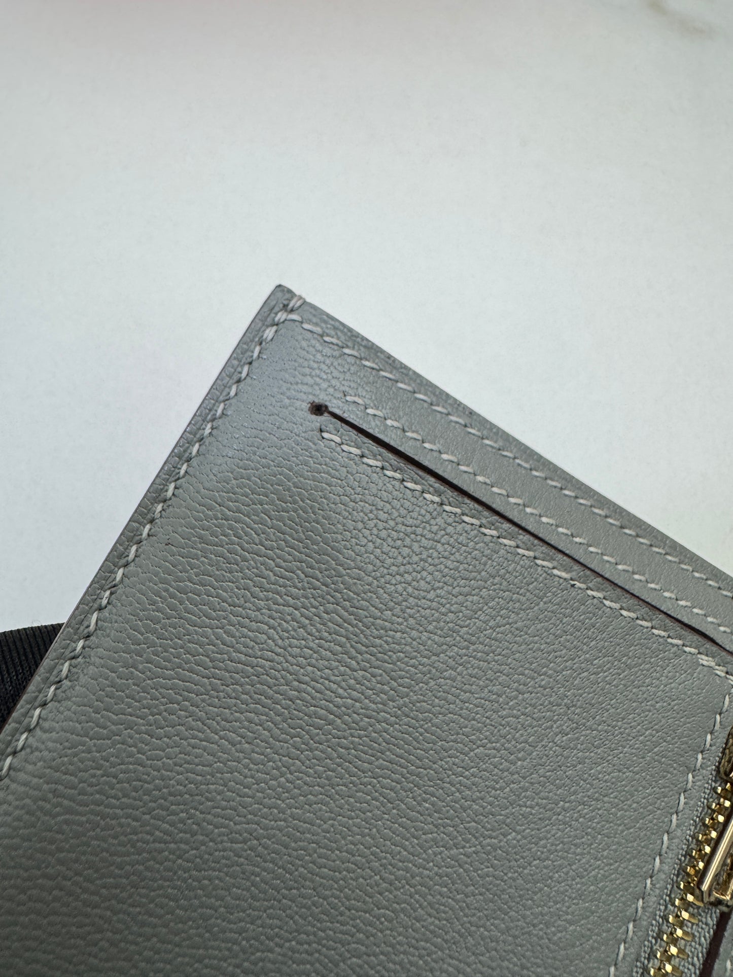 HERMES Bearn Compact Wallet 鱷魚皮珍珠灰金扣 Gris Perle Crocodile GHW