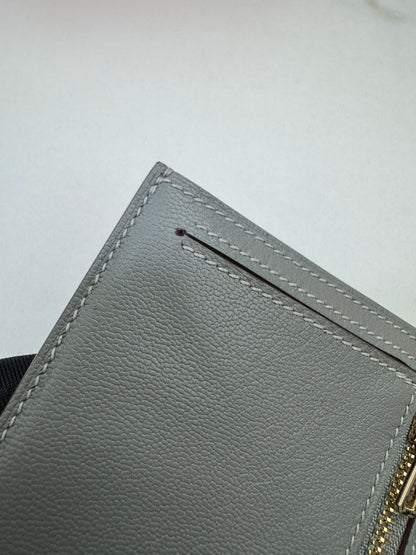 HERMES Bearn Compact Wallet 鱷魚皮珍珠灰金扣 Gris Perle Crocodile GHW