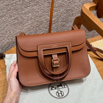 HERMES Halzan 25 金棕色 金扣 Gold TC