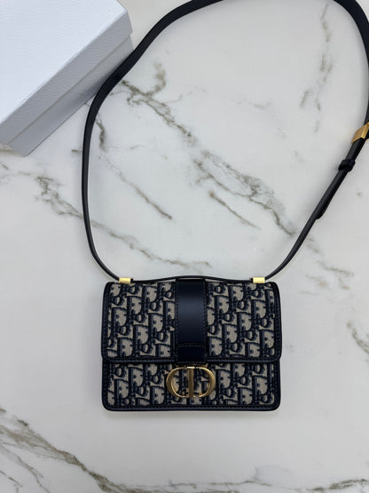 DIOR 30 Montaigne Small Blue Oblique