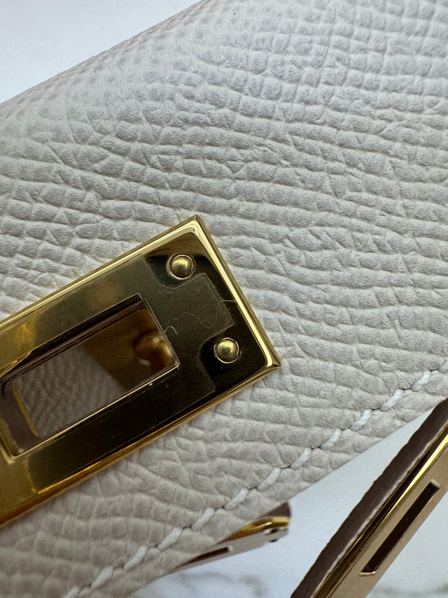 HERMES Mini Kelly II 奶昔白金扣 Epsom GHW