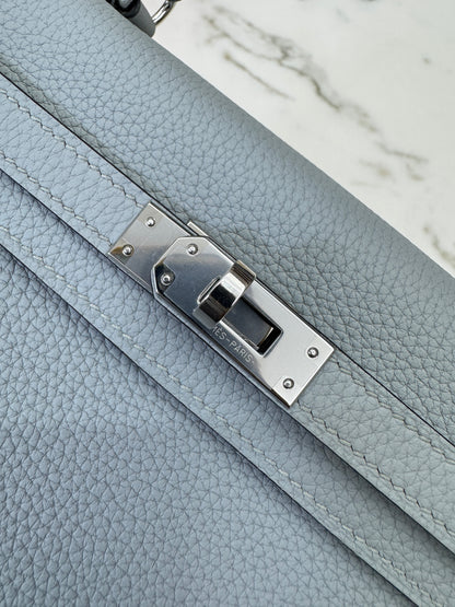 HERMES Kelly 25 Togo內縫 木偶灰銀扣 Gris Pantin PHW