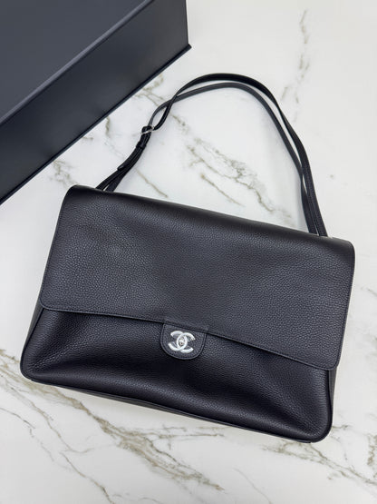 CHANEL Maxi Flap 大號38cm 黑銀