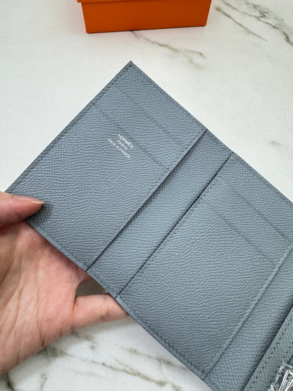 HERMES Bearn 三摺錢包 亞麻藍 Blue Lin Epsom PHW