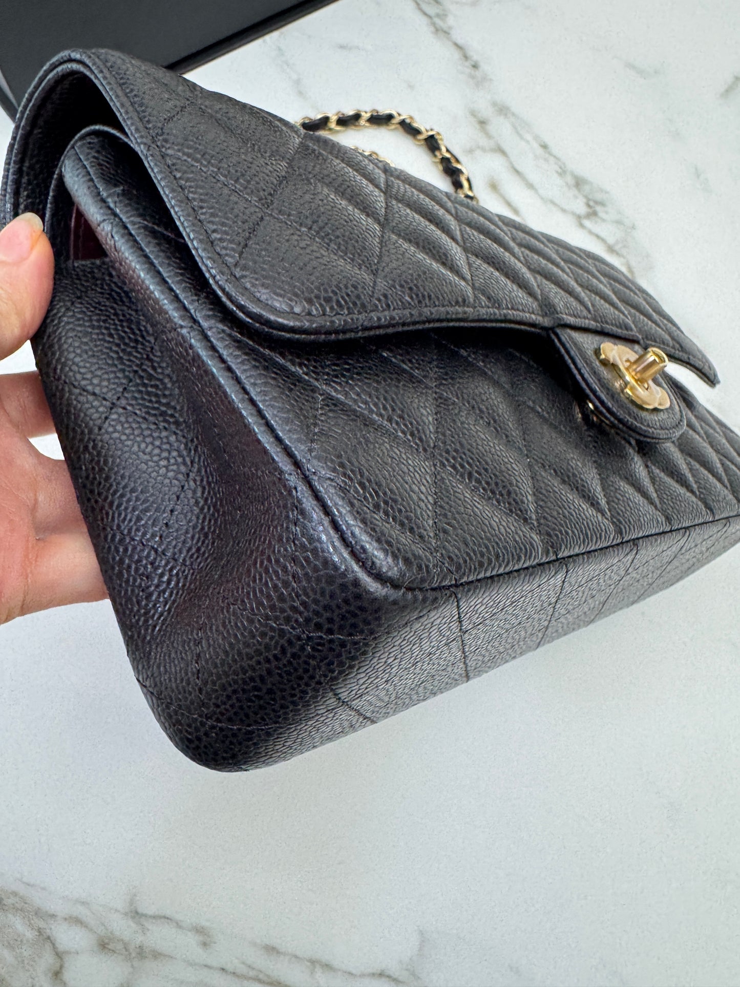 CHANEL CF25 Medium 黑金牛 Black Calfskin GHW