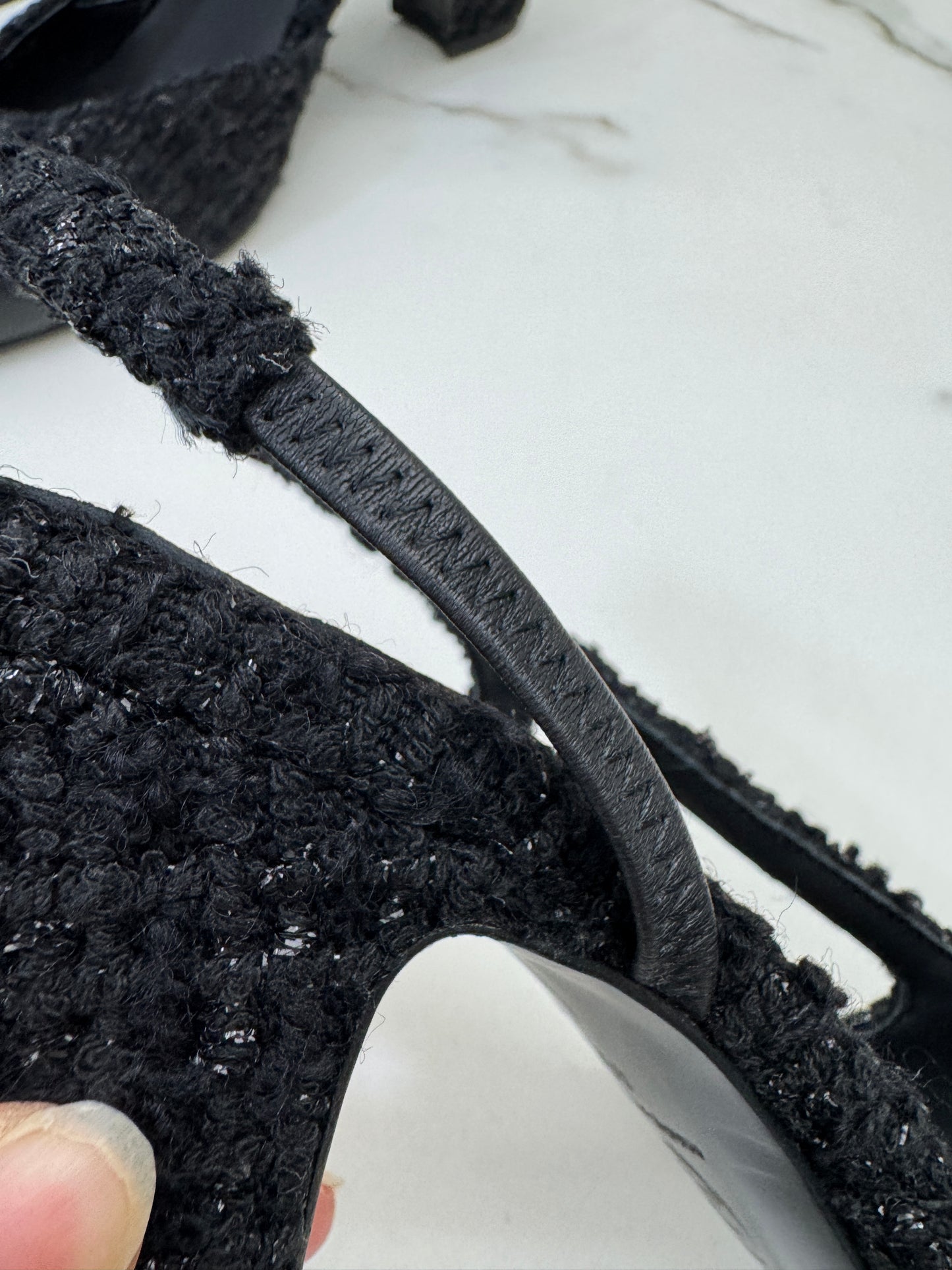 CHANEL 25A粗毛呢 Slingback