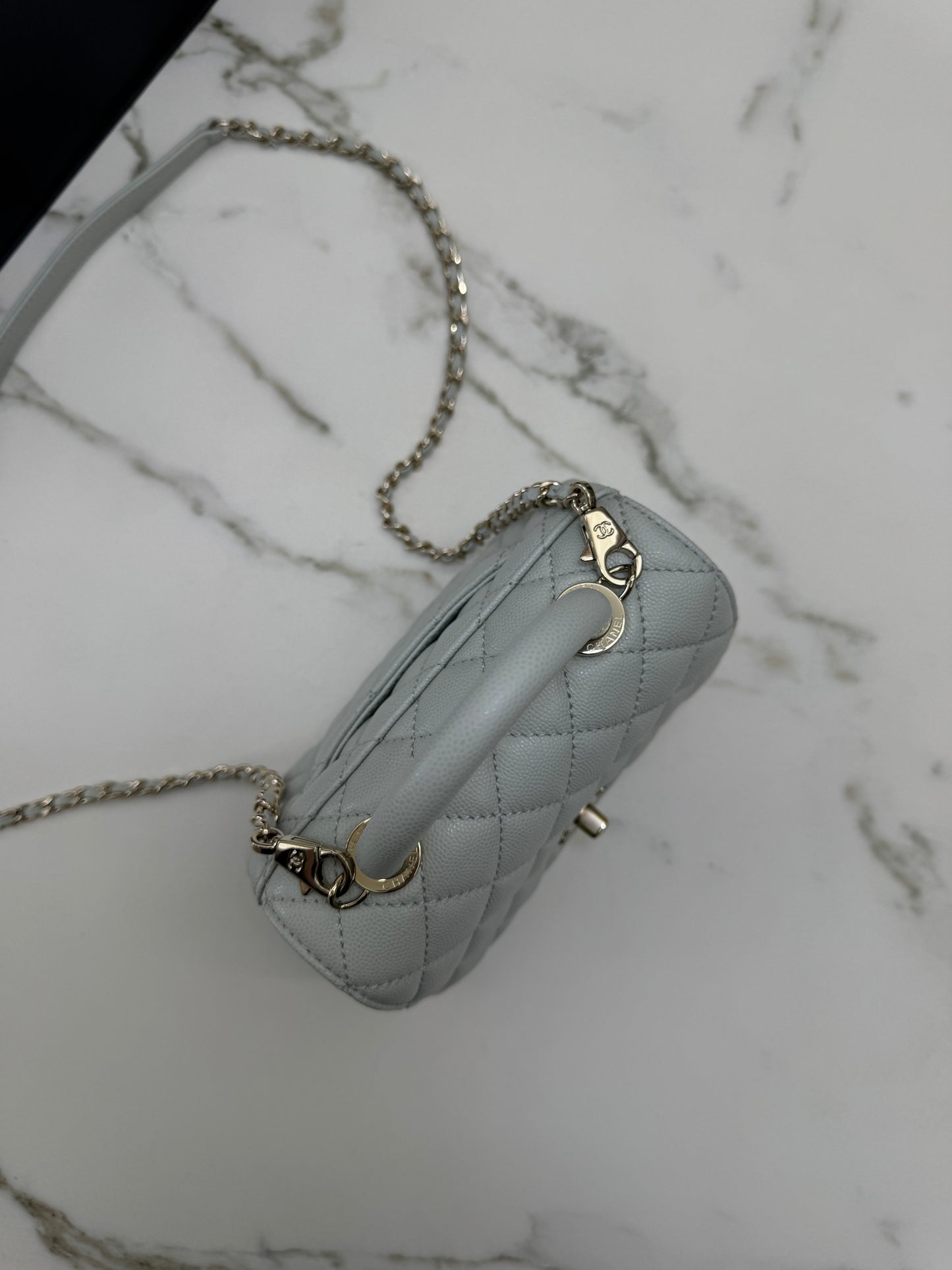 CHANEL Mini Cocohandle 霧霾藍/冰川藍 Cloud Blue