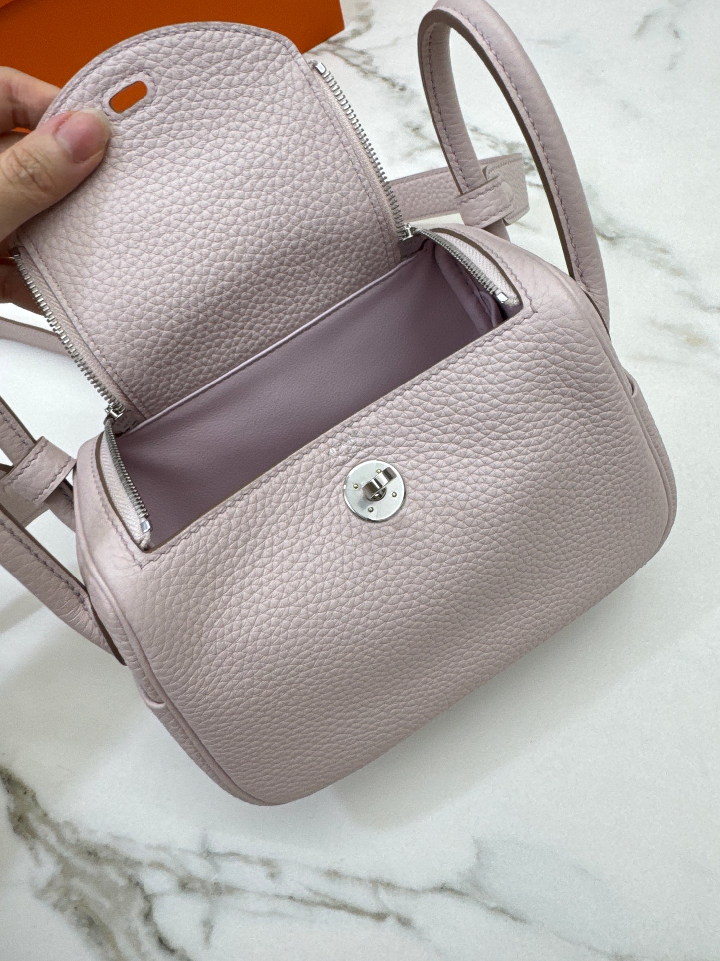 HERMES Mini Lindy 夢幻紫銀扣