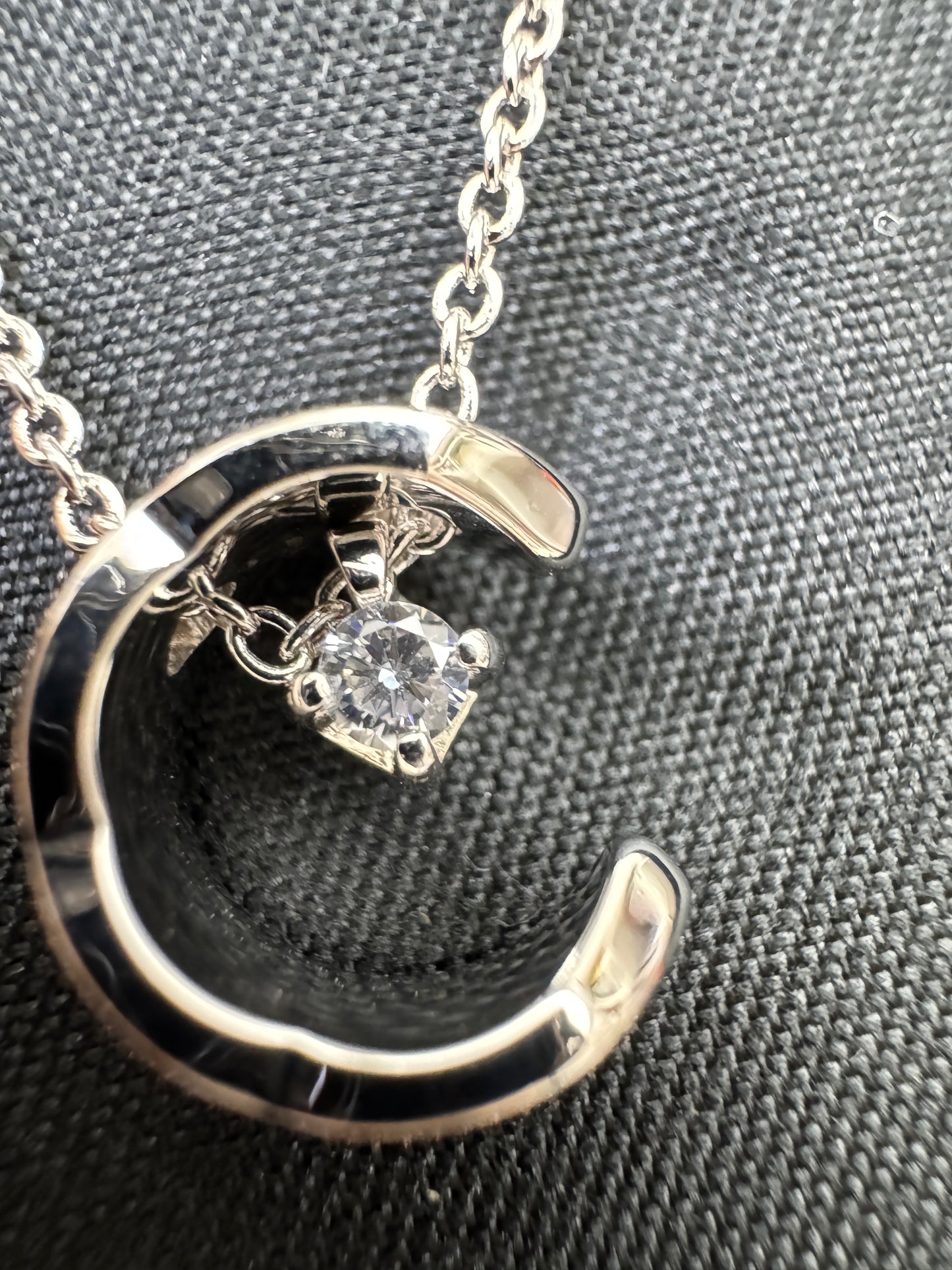 CHANEL Coco Crush 白金色 月亮項鏈