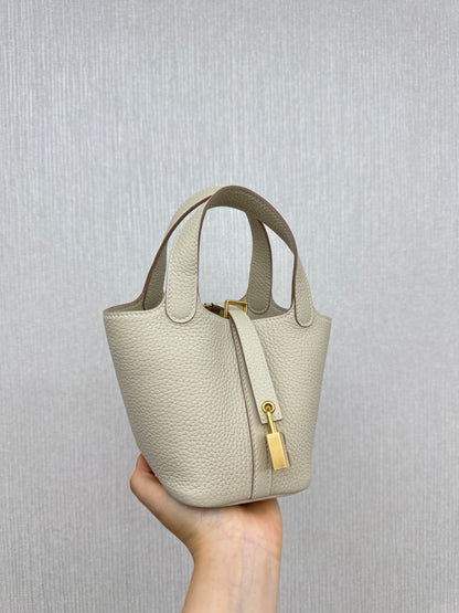 HERMES Picotin Lock 14 奶昔白金扣 TC Craie GHW