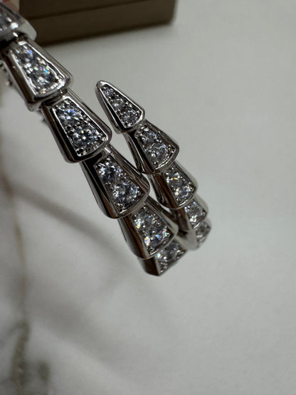 BVLGARI Serpenti 滿鑽手鐲 白金色