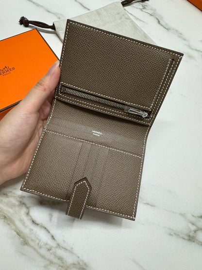 HERMES Bearn Wallet 大象灰 銀扣