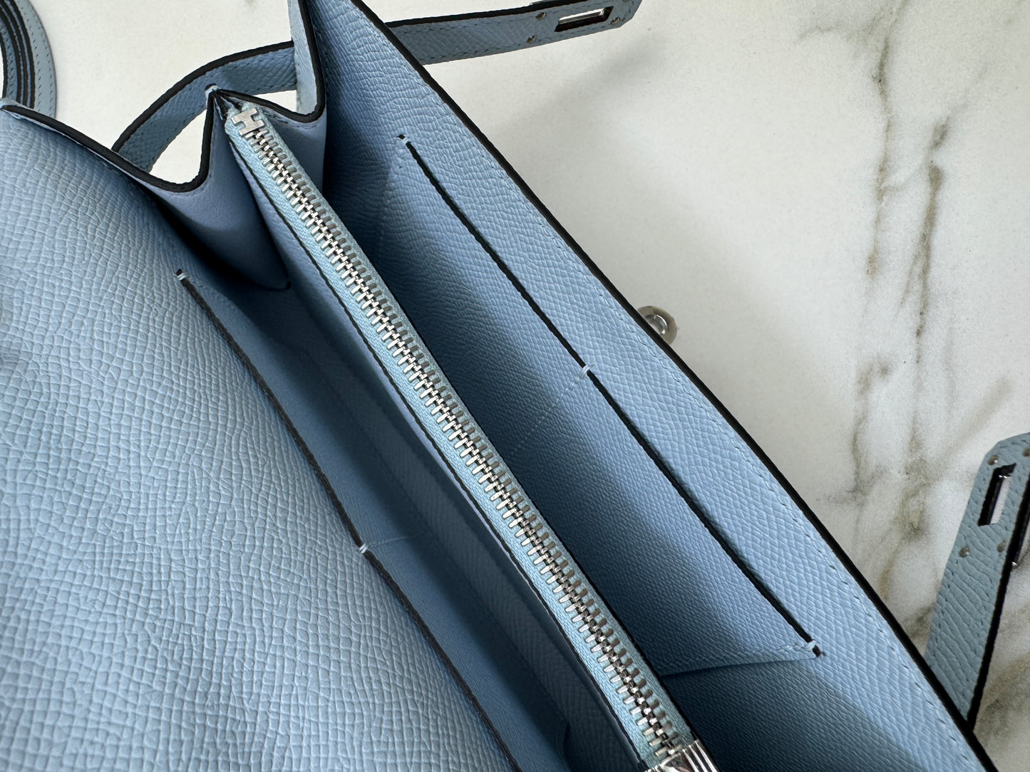 HERMES Kelly to-go 聖杯藍 08 Blue Pale Epsom PHW