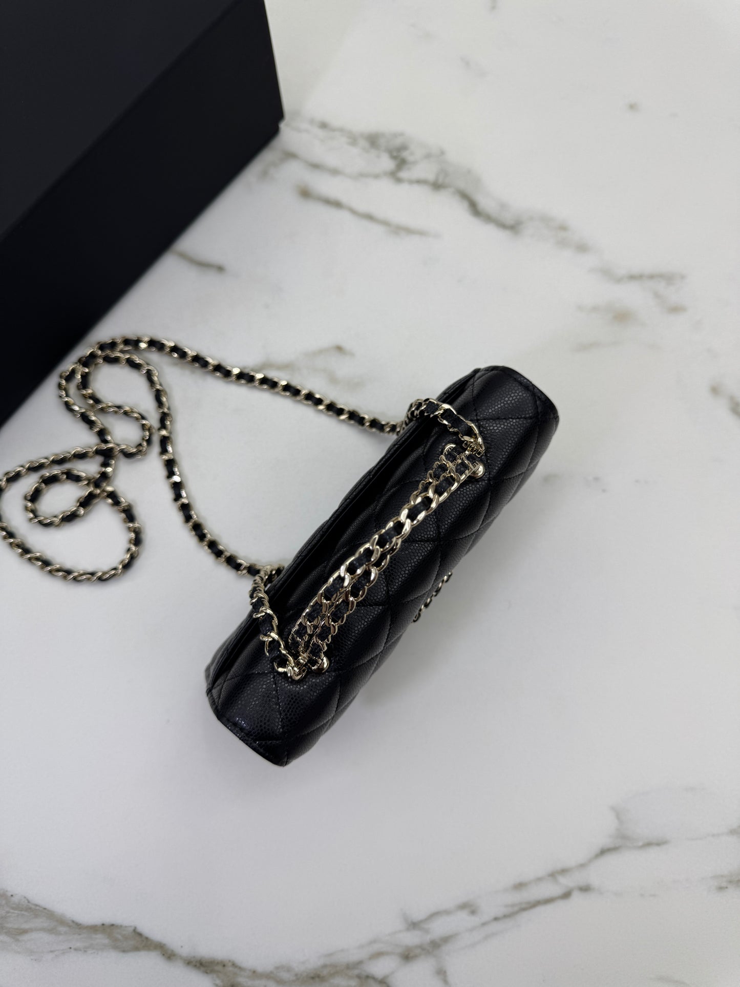 CHANEL 25S Kelly 橫版手機包 黑色