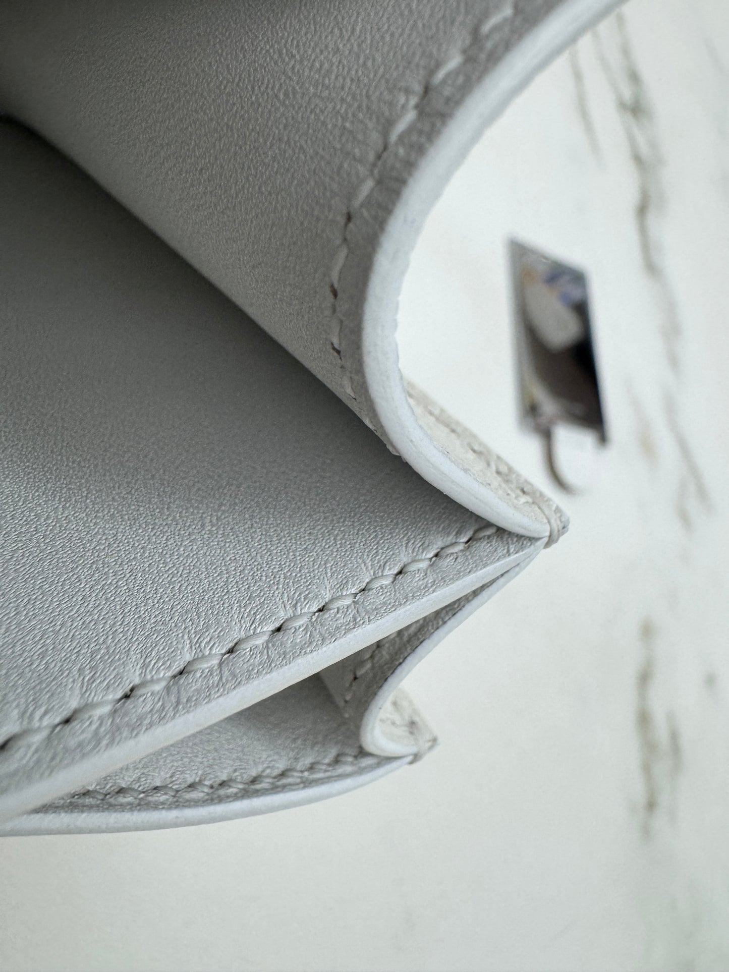 HERMES Mini Constance 新白色 銀扣 Evercolor 0U New White PHW