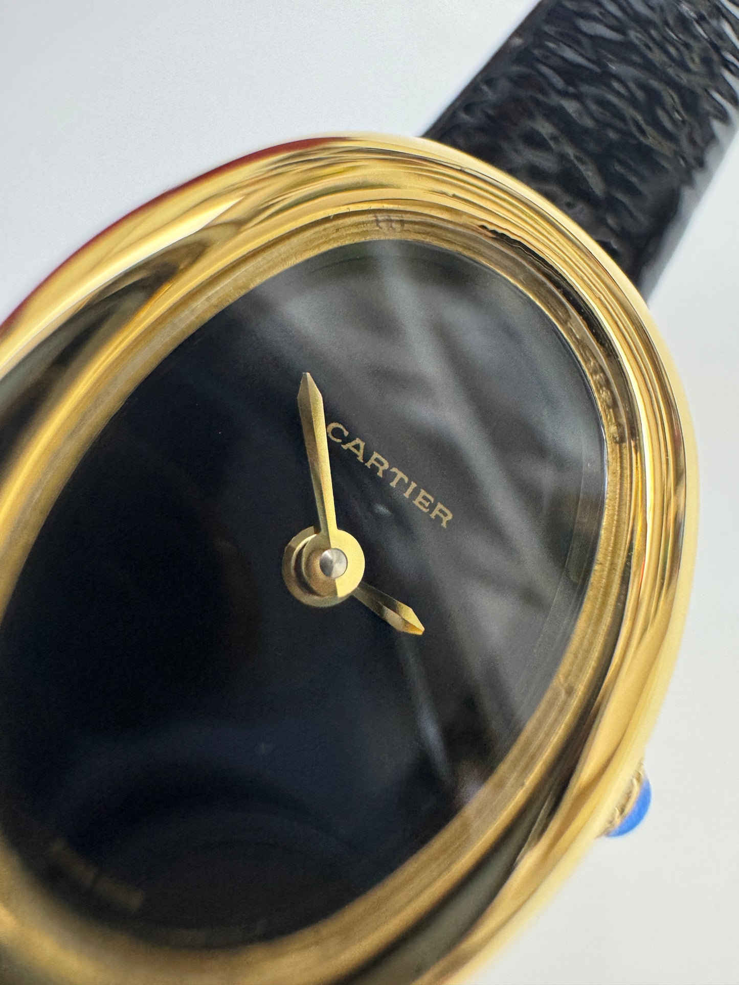 CARTIER Baignoire 亮面皺褶牛皮錶帶