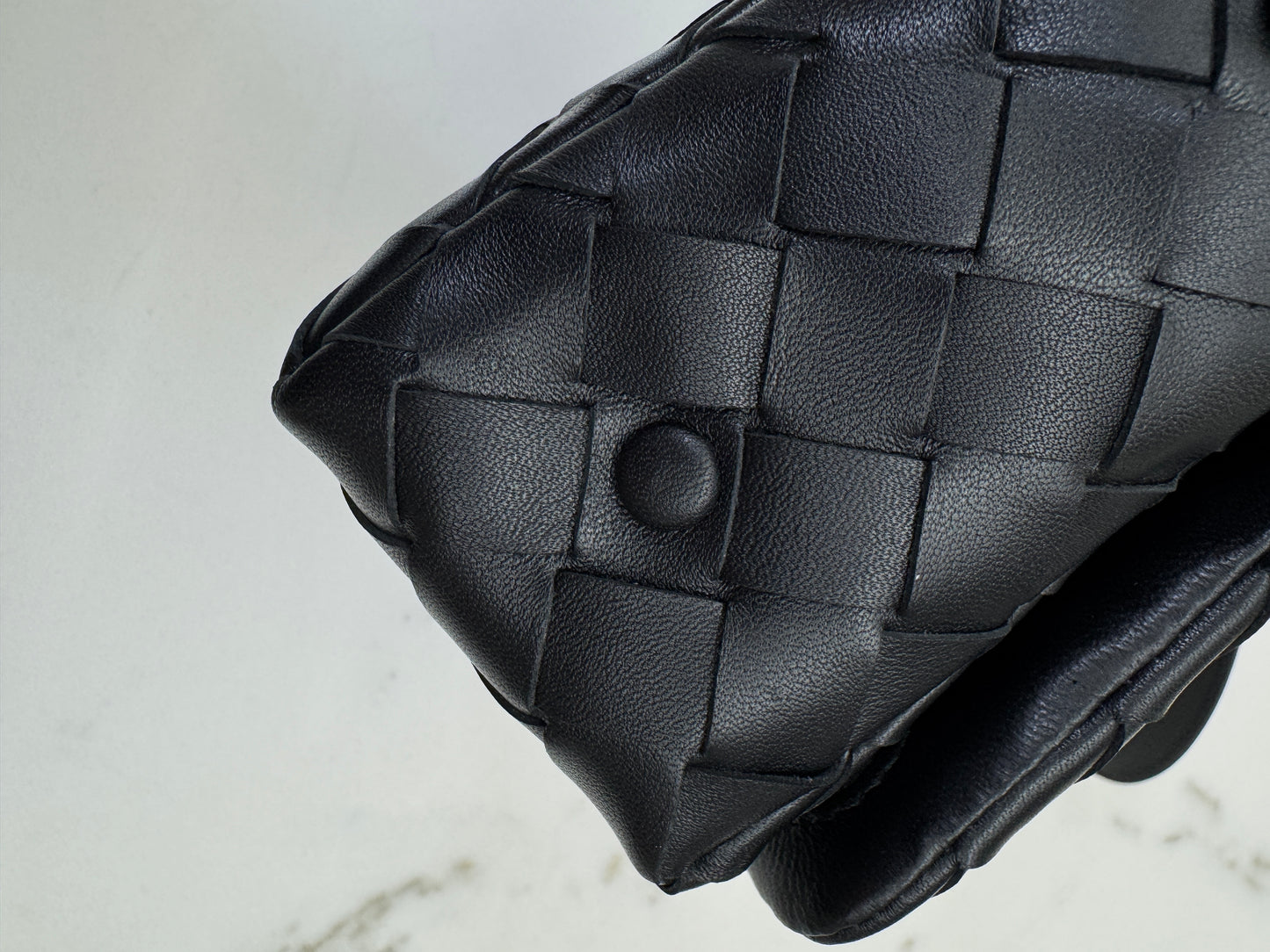 BV Intrecciato Mini Bag with Flap Black