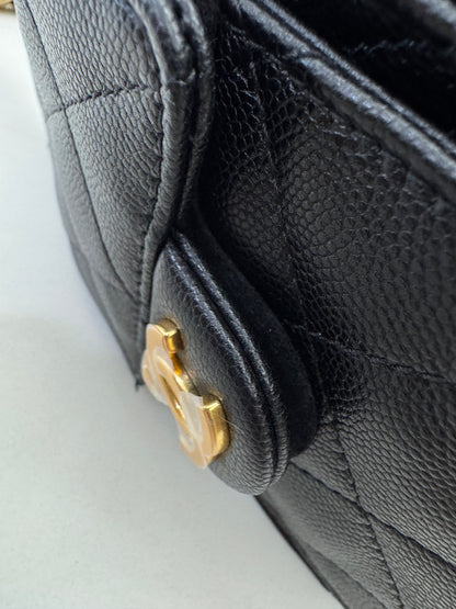 CHANEL Mini 25 Bag 黑色荔枝皮 金扣 Caviar Calfskin GHW