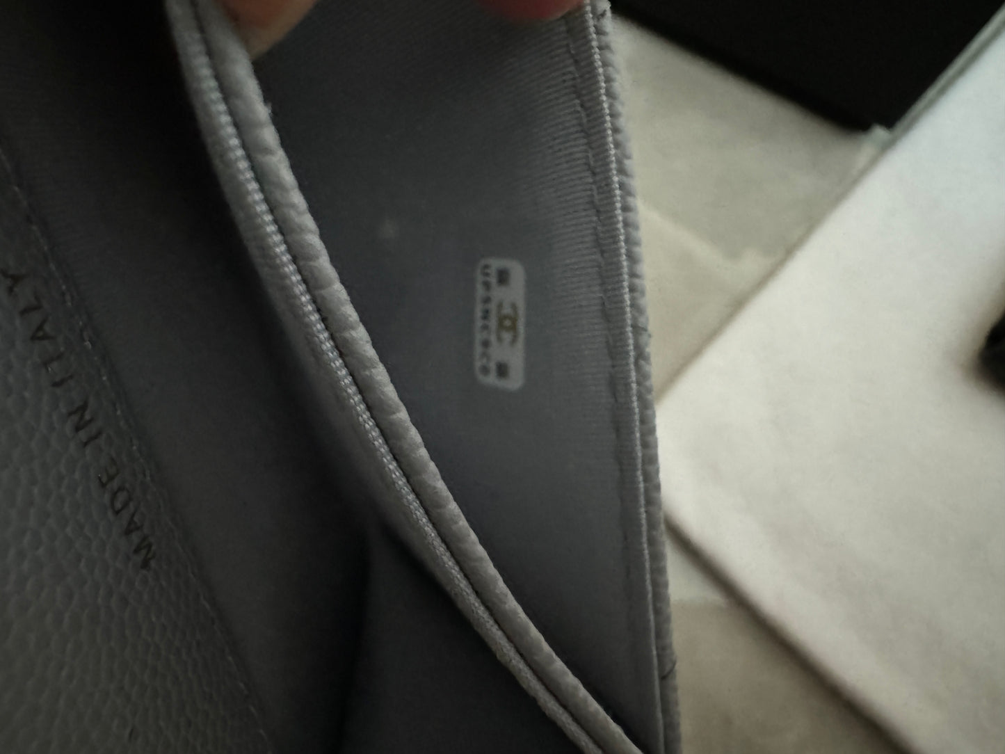 CHANEL 經典CF卡包 淺灰 牛皮