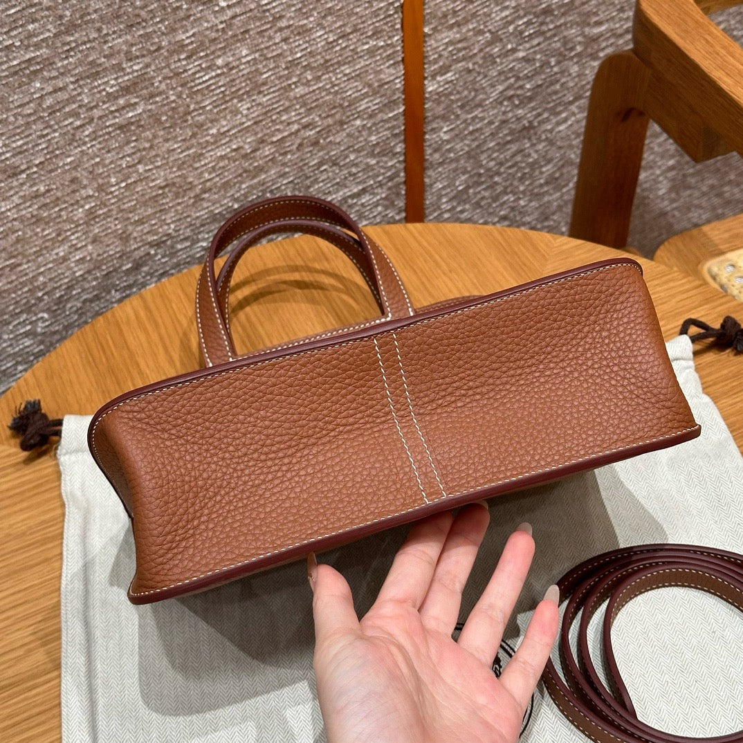 HERMES Halzan 25 金棕色 金扣 Gold TC