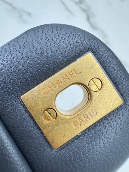 CHANEL 金球 Mini CF20 石墨灰 深灰羊皮