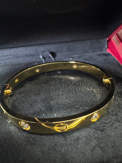 CARTIER Love Bracelet 經典粗版 4鑽 金色