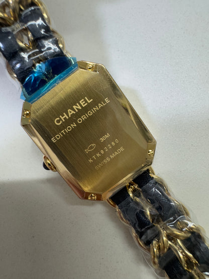 CHANEL Premier 小方糖黑金手錶