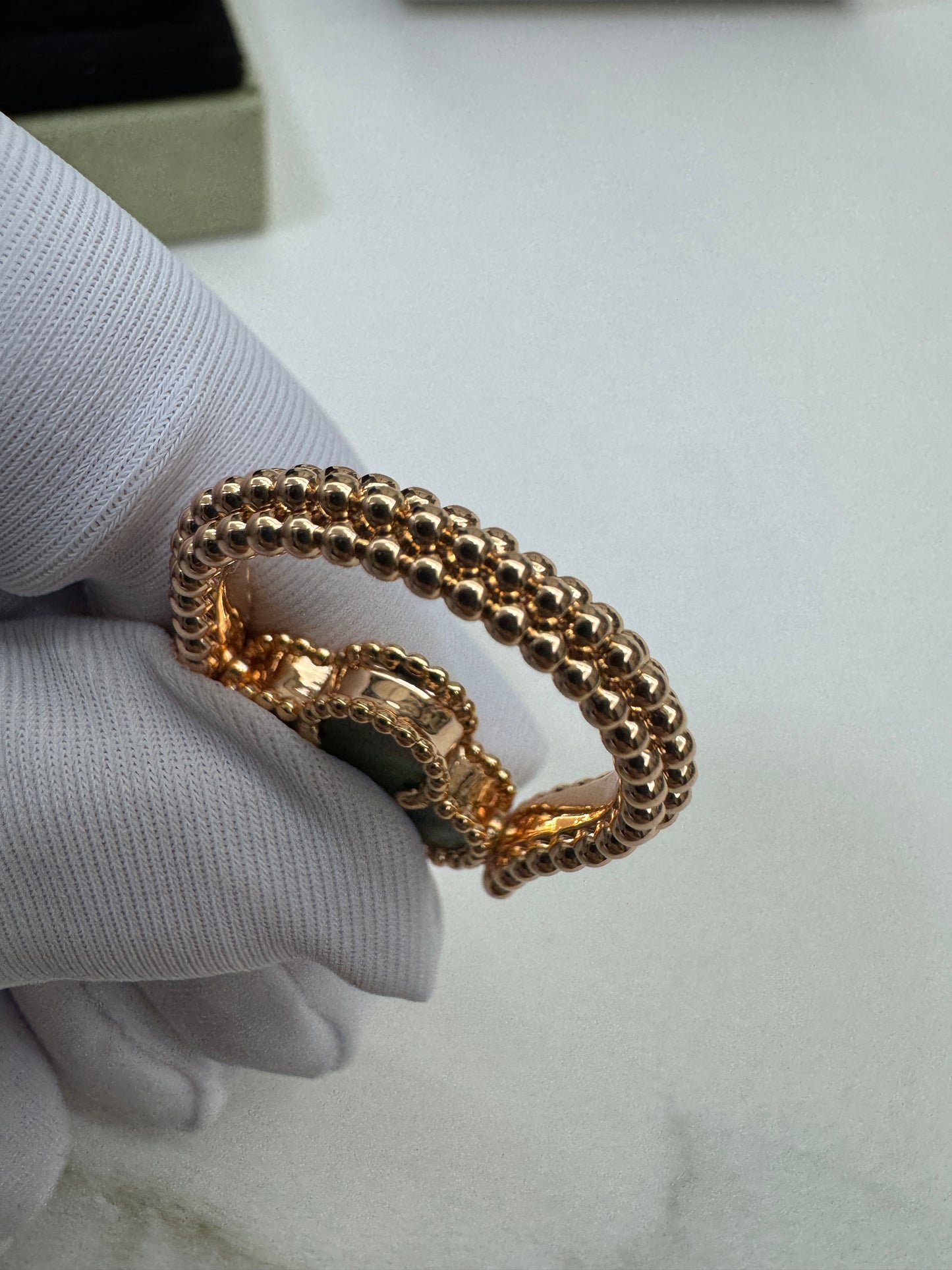 VCA Vintage Alhambra Ring 翻轉雙面戒指 灰貝母/ 鐳射 玫瑰金