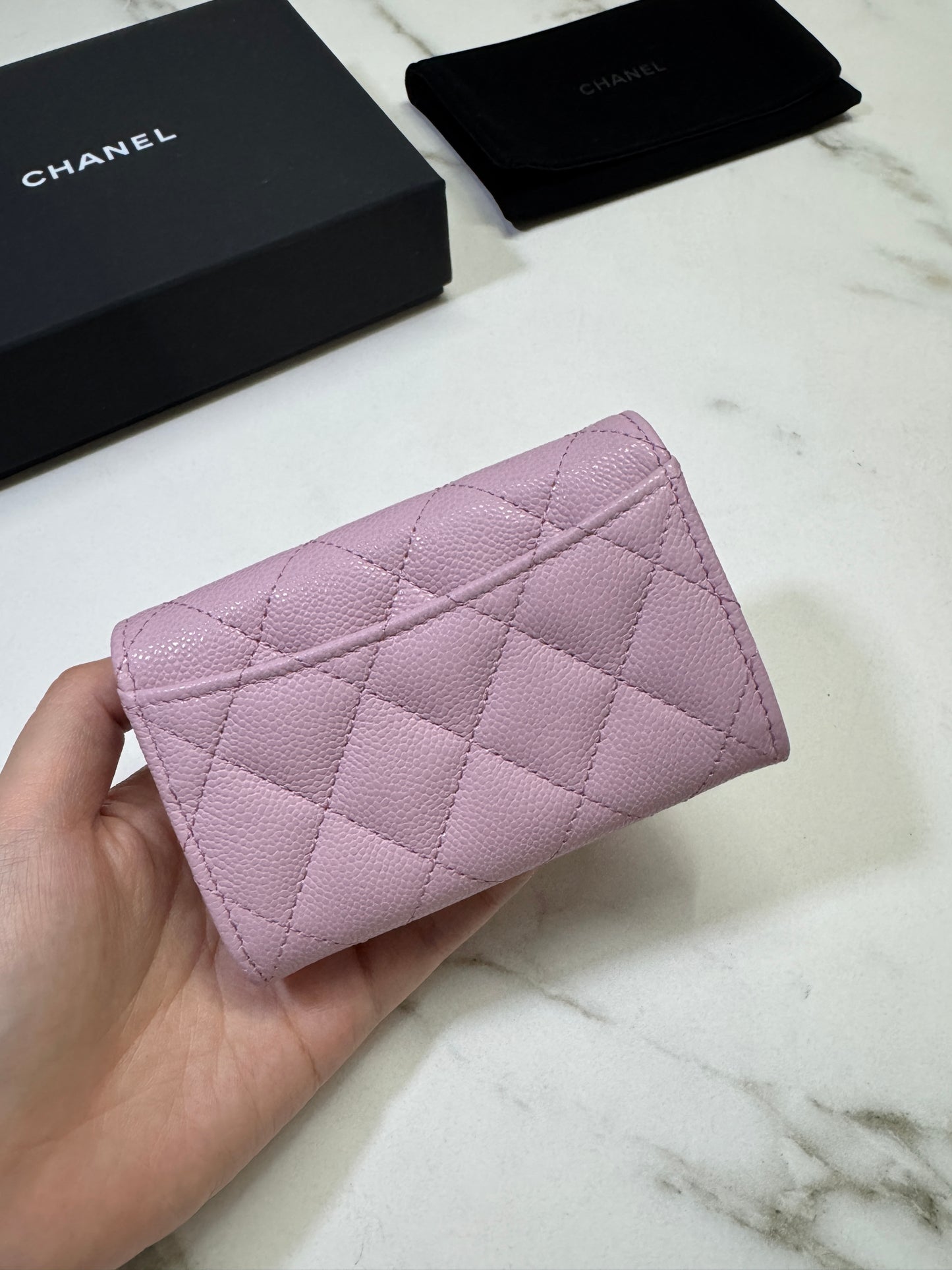 CHANEL 24A粉紫 新版拉鏈 CF Cardholder
