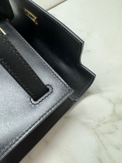 HERMES Mini Kelly I 黑金 Box皮 Kelly Pochette