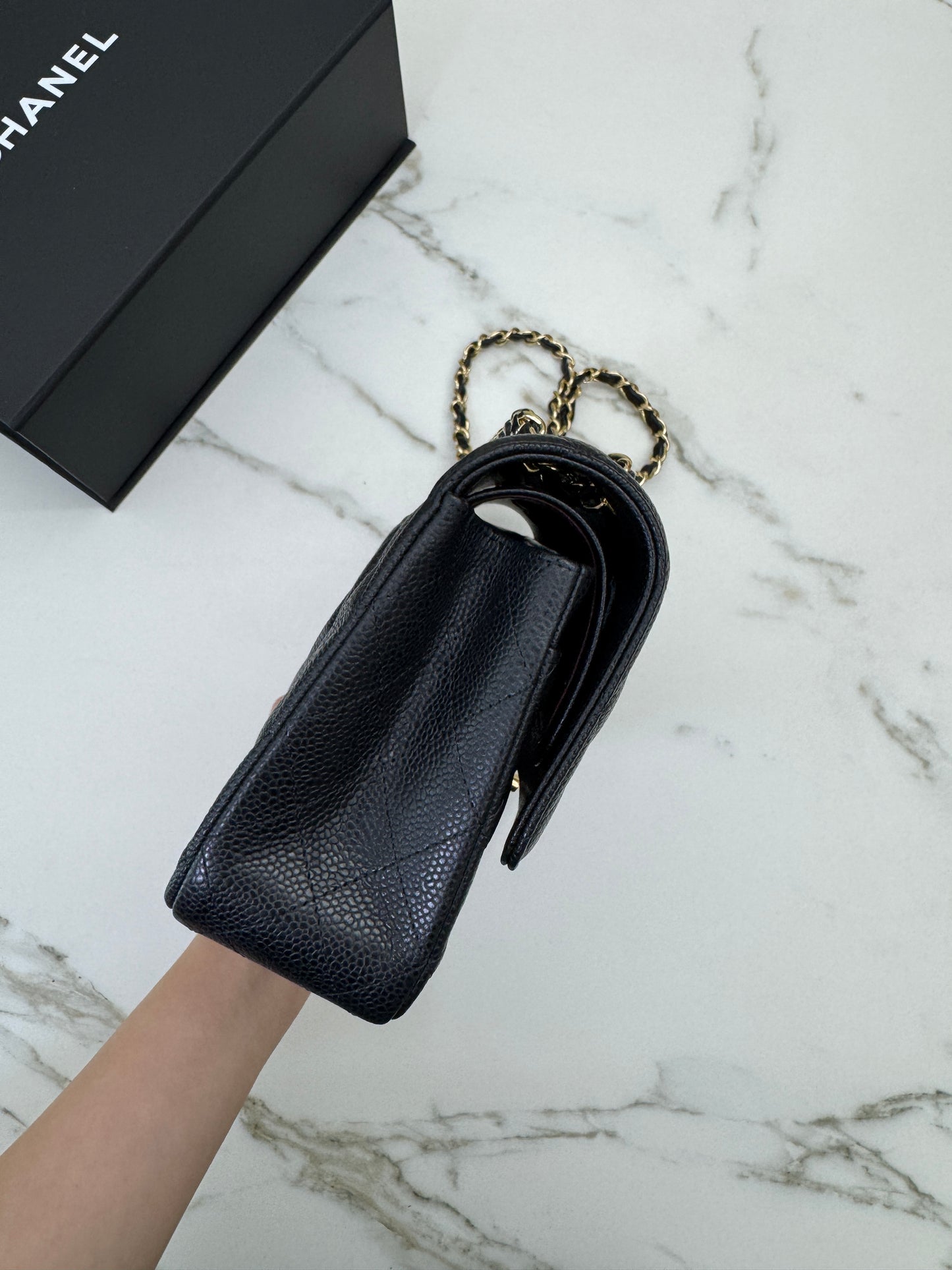 CHANEL CF25 Medium 黑金牛 Black Calfskin GHW