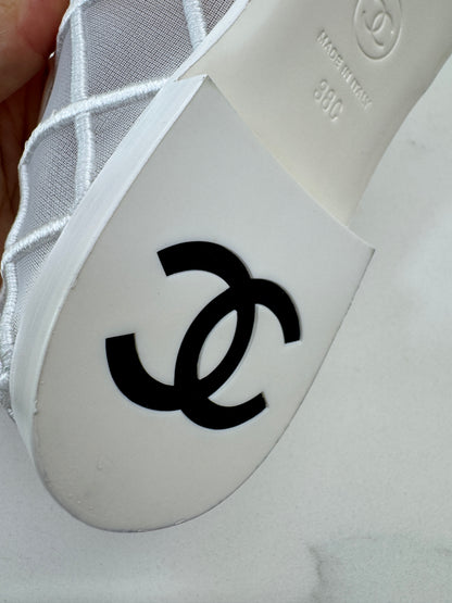 CHANEL 25M Coco Beach 白色網紗 Mary Jane