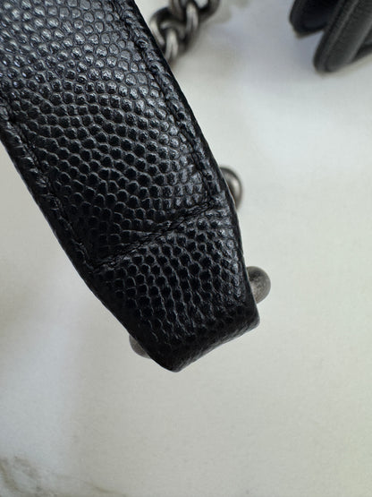 CHANEL Leboy 20cm 黑銀荔枝牛皮
