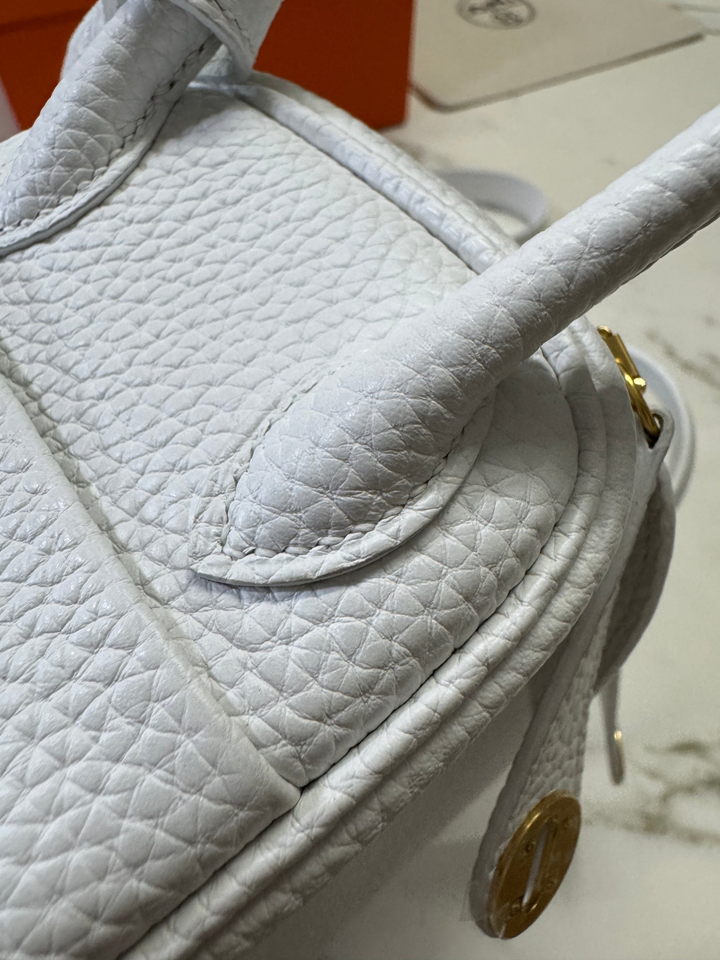 HERMES Mini Lindy II 純白色TC 金扣 GHW