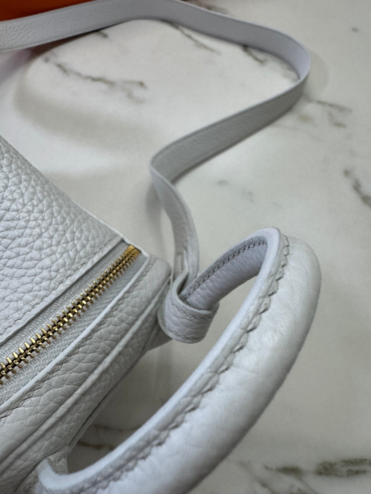 HERMES Mini Lindy II 純白色TC 金扣 GHW