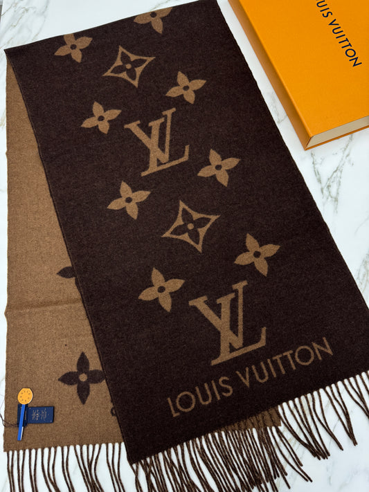 LV Reykjavik Scarf Marron Fonce 100% Cashmere