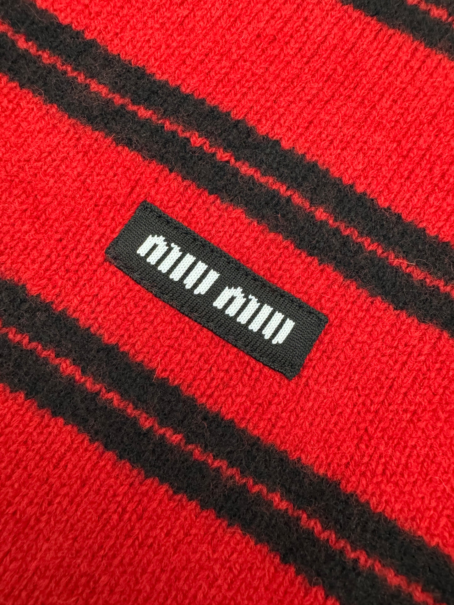 MIU MIU 紅色條紋針織開衫