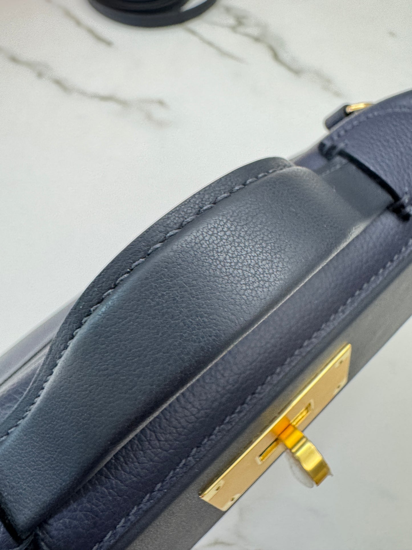 HERMES Mini 2424 午夜藍金扣 Evercolor 2Z Bleu Nuit GHW