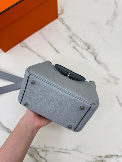 HERMES Mini Lindy II 木偶灰銀扣 TC Gris Platin PHW