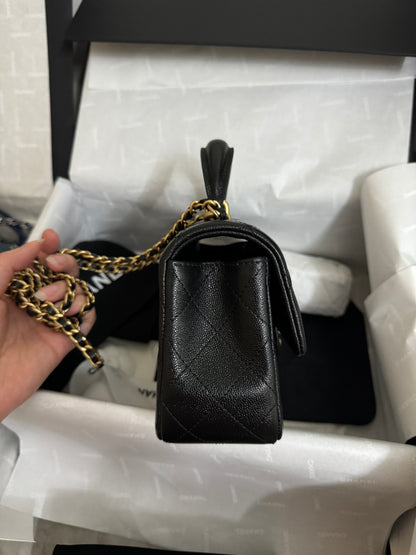 CHANEL mini cf handle 黑 Incas胎牛皮